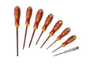 VDE Soft Grip Screwdriver Set of 8 (Case) SL/PZ/PH/Tester - FAISDVDESET8