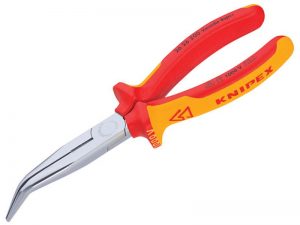 VDE Long Bent Snipe Nose Side Cutting Pliers 200mm - KPX2626200