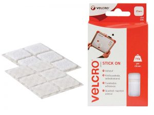 VELCRO® Brand Stick On Squares 25mm White Pack of 24
