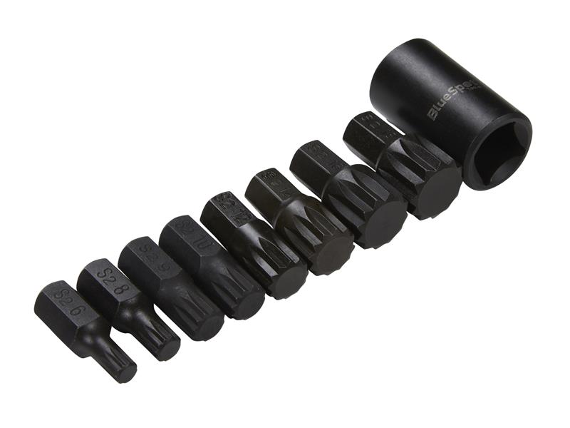 1/2in Impact Spline Bit Set, 9 Piece – B/S1496