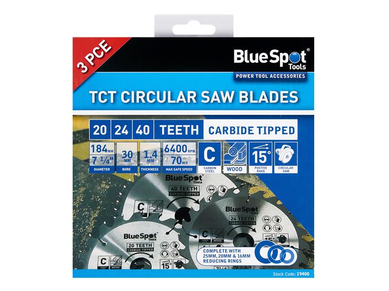 184mm Circular Saw Blade Set, 3 Piece – B/S19400