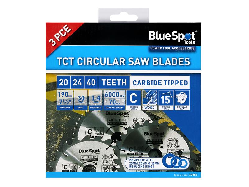 190mm Circular Saw Blade Set, 3 Piece – B/S19402