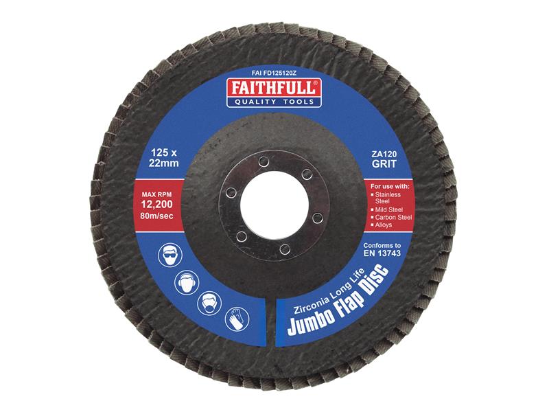 Zirconia Abrasive Jumbo Flap Disc 125 x 22mm 120 Grit – FAIFD125120Z ...