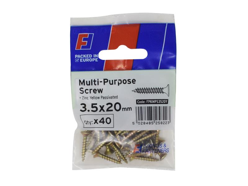 Lot De 20 Vis Forgefix Pozidriv Multi-usage – 3,5 X 40 Mm, Acier, Emballage ForgePack