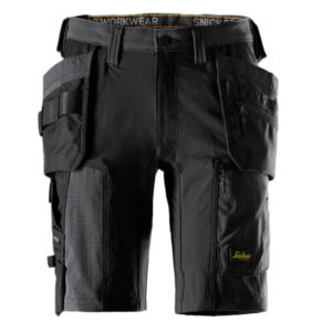 Snickers 6118 AllroundWork 4-Way Stretch Shorts with Holster Pockets - Steel Grey/Black
