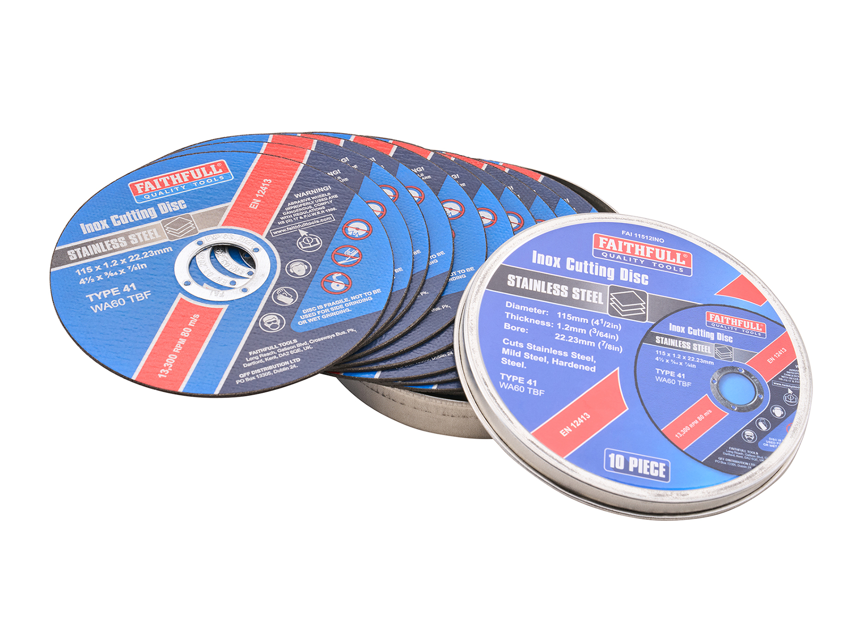 Faithfull 115mm (4.5in) Inox Metal Cutting Discs (10 Pack) - XMS26CUTOFF