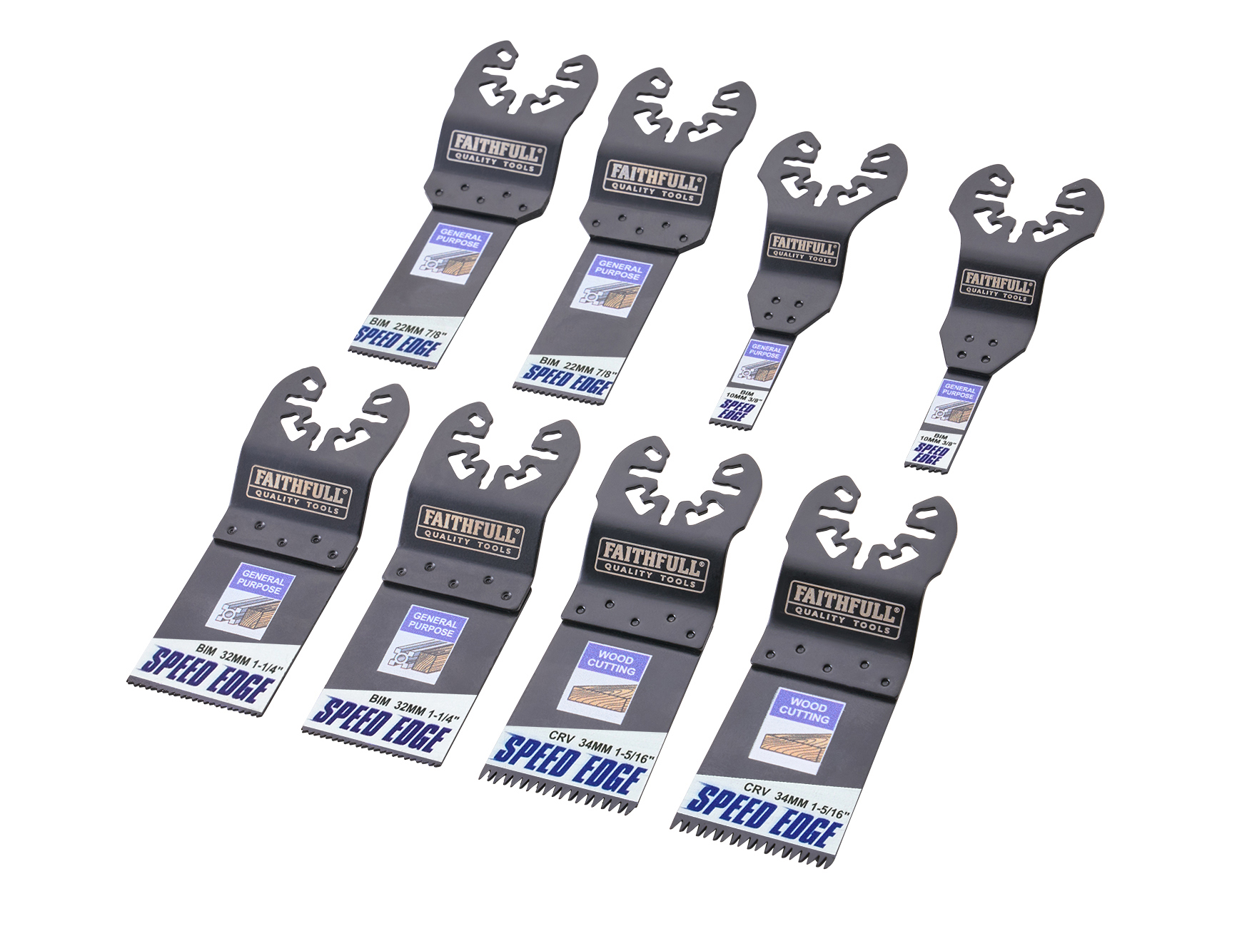 Faithfull 8 Piece Multi-Tool Speed Edge Blade Set - XMS26MULTI8