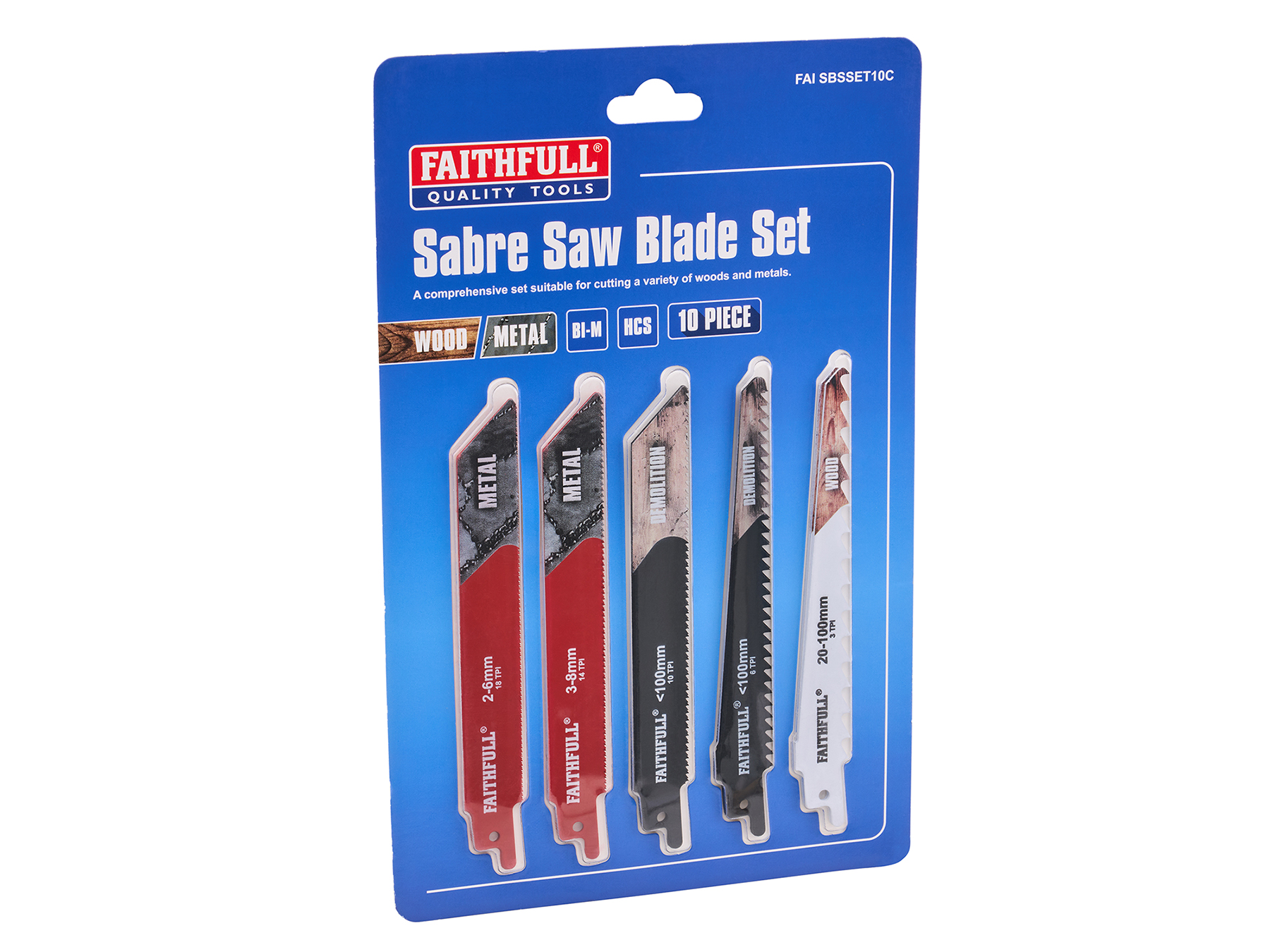 Faithfull 10 Piece Sabre Saw Blade Set - XMS26SABRE