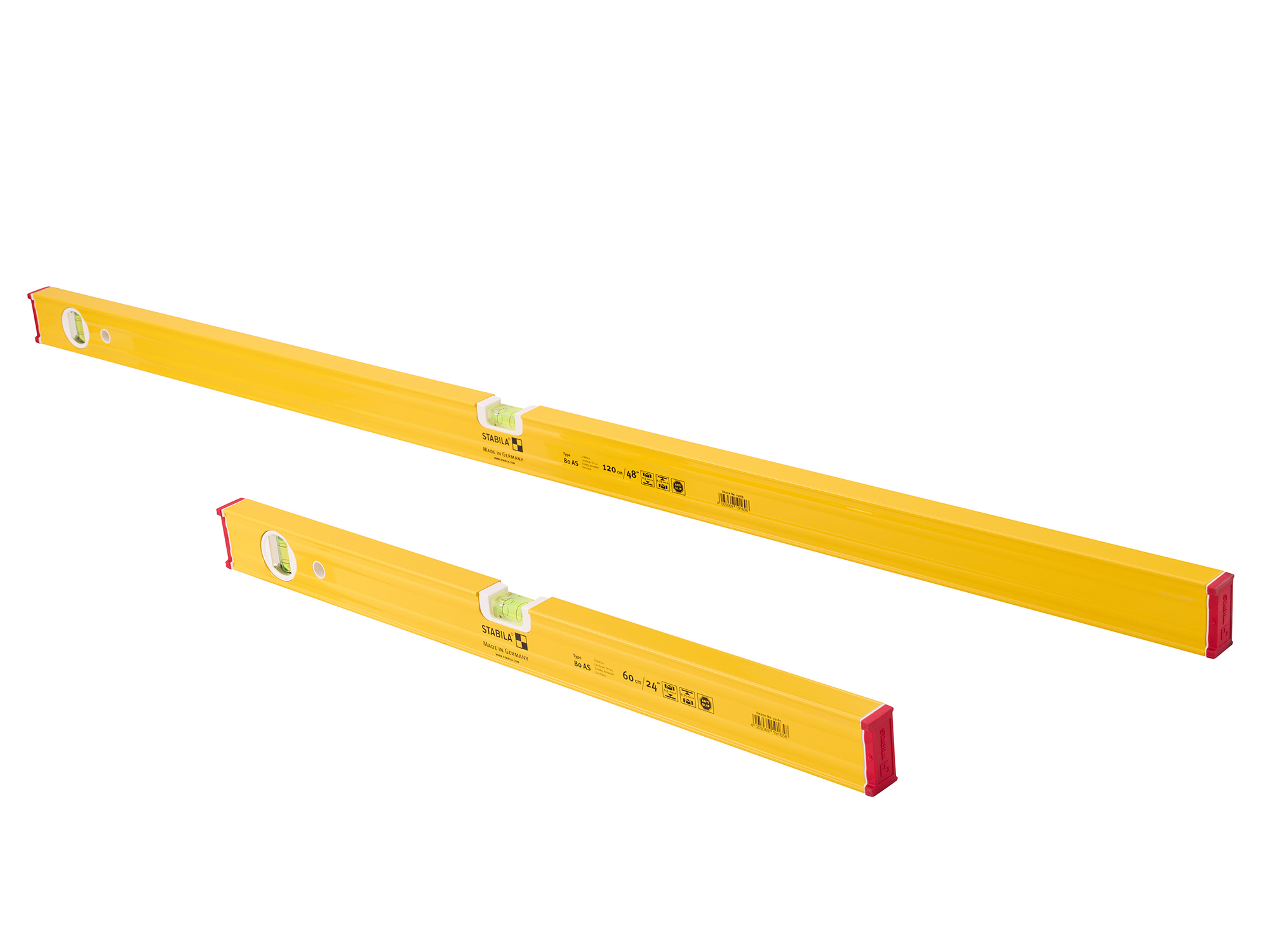 Stabila 60 & 120cm (2 & 4ft) 80AS Level Twin Pack - XMS26STABILA