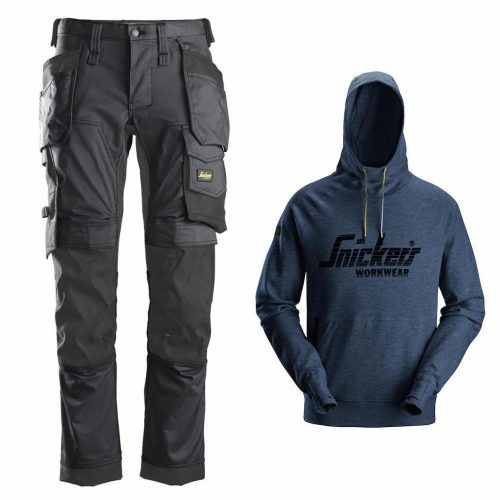 Snickers 6241 Trouser (Steel Gey) & 2894 Hoodie - (Navy Melange)